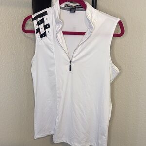 Jamie Sadock White Sleeveless Top with Black Accents